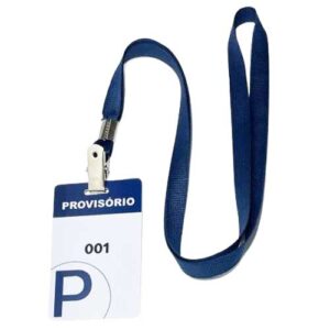 Crachá PVC com Cordão Liso Azul